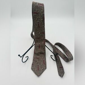 Vintage Christian Dior Men’s Necktie Red Beige Paisley Geo Pattern